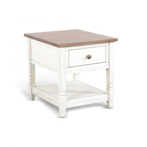 Sunny Designs -  Pasadena 1-Drawer Farmhouse Mahogany End Table in Off White - 3170MB-E