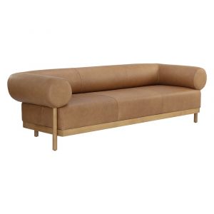Sunpan - Westport Bromley Sofa - Rustic Oak - Ludlow Sesame Leather - 111589