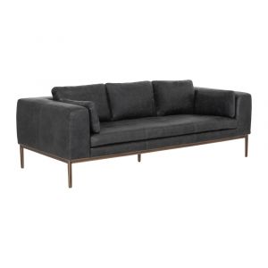 Sunpan - Irongate Burr Sofa - Serbia Black Leather - 106140
