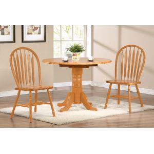 Sunset Trading - 3 Piece 42 Round Drop Leaf Dining Set With Arrowback Chairs - DLU-TPD4242-820-LO3PC