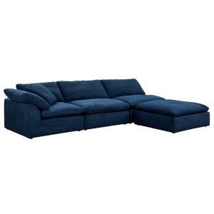 Sunset Trading Contemporary Puff Collection 4PC Slipcovered Modular Sectional Sofa with Ottoman Performance Fabric Washable Water-Resistant Stain-Proof 132