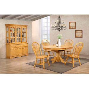 Sunset Trading - 7 Piece Pedestal Dining Table Set with China Cabinet - DLU-TBX4866-4130-22BHLO7PC