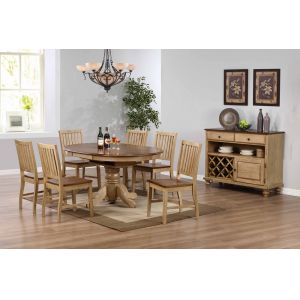 Sunset Trading - 8 Piece Brook Round or Oval Butterfly Leaf Dining Set with Server - DLU-BR4260-C60-SRPW8PC