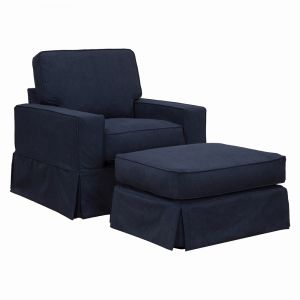 Sunset Trading -  Americana   Box Cushion Slipcovered Chair and Ottoman Set  - SU-108520-30-391049