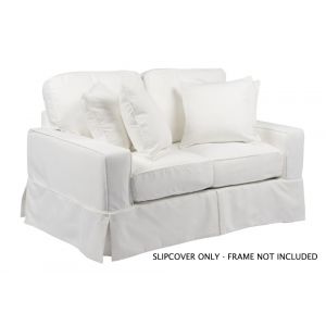Sunset Trading - Americana Slipcover for Box Cushion Track Arm Loveseat - Performance Fabric - White - SU-108510SC-391081