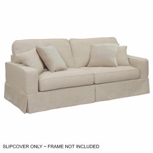 Sunset Trading - Americana Slipcover for Box Cushion Track Arm Sofa - Linen - SU-108500SC-466082