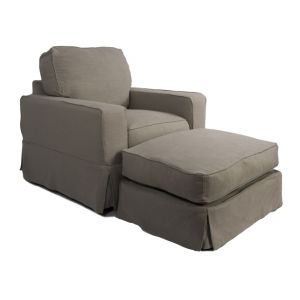 Sunset Trading - Americana Slipcovered Chair and Ottoman in Light Gray - SU-108520-30-220591