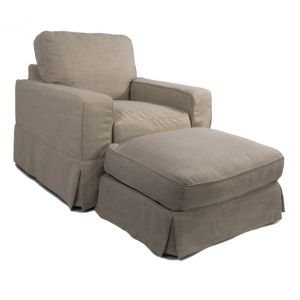 Sunset Trading - Americana Slipcovered Chair and Ottoman in Linen - SU-108520-30-466082