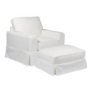 Sunset Trading - Americana Slipcovered Chair And Ottoman Performance White - SU-108520-30-391081