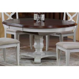 Sunset Trading - Andrews Butterfly Leaf Dining Table in Antique White with Chestnut Finish Top - DLU-ADW4866-AW