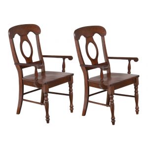 Sunset Trading - Andrews Napoleon Arm Chair - Chestnut Brown (Set of 2) - DLU-ADW-C50A-CT-2