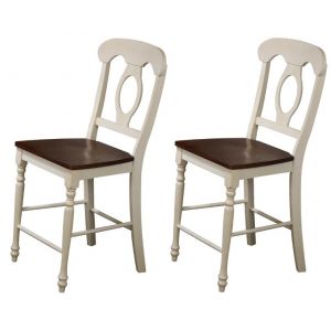 Sunset Trading - Andrews Napoleon Barstool In Antique White And Chestnut - (Set of 2) - DLU-ADW-B50-AW-2