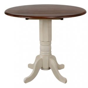 Sunset Trading - Andrews Round Drop Leaf Pub Table In Antique White With Chestnut Top - DLU-ADW4242CB-AW