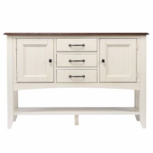Sunset Trading - Andrews Sideboard with Large Display Shelf in Antique White and Chestnut Brown - DLU-ADW1122-SB-AW