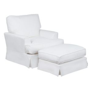 Sunset Trading - Ariana Slipcovered Chair With Ottoman Performance White - SU-78320-30-81