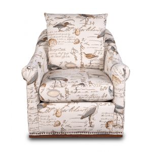 Sunset Trading - Birdscript Swivel Chair - Low Back - Rolled Arms - Nailhead Trim - SU-1593-93-854825