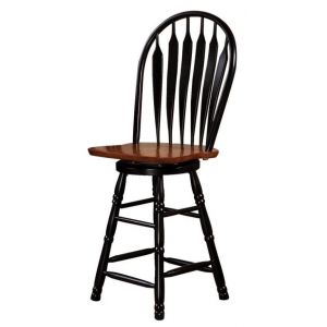 Sunset Trading - Black Cherry Selections 24 Swivel Barstool In Antique Black And Cherry - DLU-B24-BCH