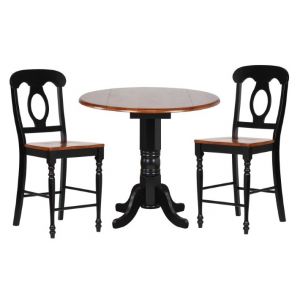 Sunset Trading - Black Cherry Selections 3 Piece 42 Round Drop Leaf Pub Table Set With Napoleon Stools - DLU-TPD4242CB-B50-BCH3PC