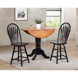 Sunset Trading - Black Cherry Selections 3 Piece Drop Leaf Pub Table Set With 24 Swivel Barstools - DLU-TPD4242CB-B24-AB3PC