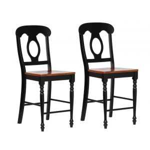 Sunset Trading - Black Cherry Selections Napoleon Barstool In Antique Black With Cherry Finish Seats - (Set of 2) - DLU-B50-BCH-2