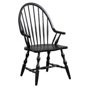 Sunset Trading - Black Cherry Selections Windsor Spindleback Dining Chair with Arms - Antique Black - DLU-C30A-AB