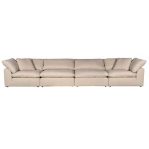 Sunset Trading Contemporary Puff Collection 4PC Slipcovered Modular Sectional Sofa Performance Fabric Washable Water-Resistant Stain-Proof 176