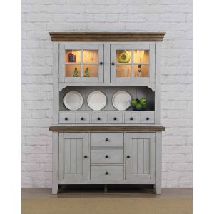 Sunset Trading - Country Grove Buffet and Hutch - Distressed Gray and Brown Wood - DLU-CG-BH-GO
