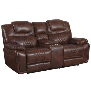Sunset Trading -  Diamond Power Dual Reclining Loveseat Brown Leather - SU-ZY5018A002-H246