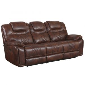 Sunset Trading -  Diamond Power Dual Reclining Sofa Brown Leather - SU-ZY5018A003-H246