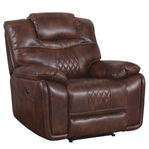 Sunset Trading -  Diamond Power Recliner Brown Leather - SU-ZY5018A001-H246