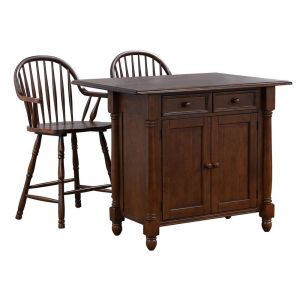 Sunset Trading -  Andrews  Extendable Drop Leaf Kitchen Island with Counter Height Stools with Arms  - DLU-KI4222-B3024A-CT3PC