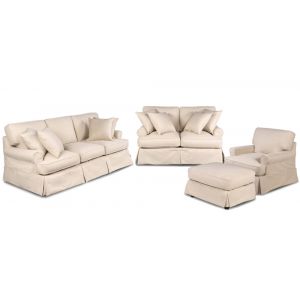 Sunset Trading - Horizon 4 Piece Slipcovered Living Room Set - Washable Moisture and Stain Resistant Tan Performance Fabric - SU-1176-84-4P
