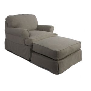 Sunset Trading - Horizon Slipcovered Chair and Ottoman in Light Gray - SU-117620-30-220591