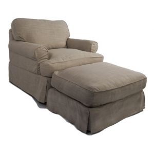 Sunset Trading - Horizon Slipcovered Chair and Ottoman in Linen - SU-117620-30-466082