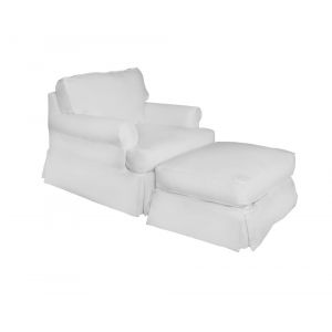 Sunset Trading - Horizon Slipcovered Chair And Ottoman Performance White - SU-117620-30-391081