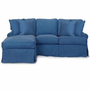 Sunset Trading - Horizon Slipcovered Sleeper Sofa and Chaise in Indigo Blue - SU-117678-410046