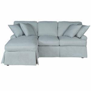 Sunset Trading - Horizon Slipcovered Sleeper Sofa With Chaise Performance Ocean Blue - SU-117678-391043