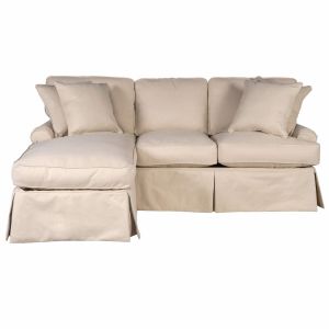 Sunset Trading - Horizon Slipcovered Sleeper Sofa With Chaise Performance Tan - SU-117678-391084
