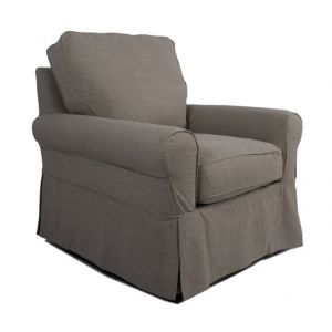 Sunset Trading - Horizon Slipcovered Swivel Chair in Light Gray - SU-114993-220591