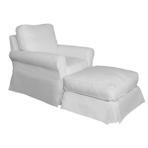 Sunset Trading - Horizon Slipcovered Swivel Rocking Chair And Ottoman Performance White - SU-114993-30-391081