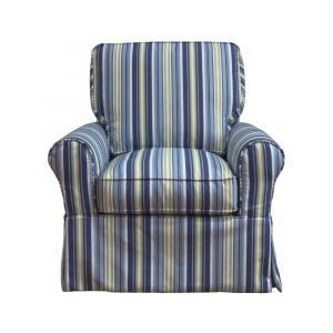 Sunset Trading - Horizon Slipcovered Swivel Rocking Chair - Performance Fabric - Beach Striped - SU-114993-395245