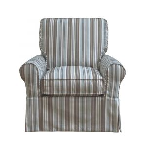 Sunset Trading - Horizon Slipcovered Swivel Rocking Chair - Performance Fabric - Blue Striped - SU-114993-395225