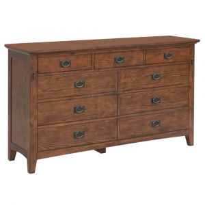 Sunset Trading - Mission Bay 9 Drawer Double Bedroom Dresser Amish Brown Solid Wood - CF-4930-0877
