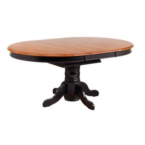 Sunset Trading - Pedestal Dining Table in Antique Black with Cherry Finish Butterfly Top - DLU-TBX4866-BCH