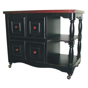 Sunset Trading - Regal Kitchen Cart in Antique Black with Cherry Accents - DCY-CRT-03-BCH