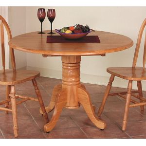 Sunset Trading - Round Drop Leaf Dining Table in Light Oak Finish - DLU-TPD4242-LO