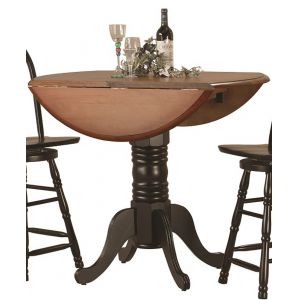 Sunset Trading - Round Drop Leaf Pub Table in Antique Black with Cherry Finish Top - DLU-TPD4242CB-BCH
