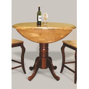 Sunset Trading - Round Drop Leaf Pub Table in Nutmeg with Light Oak Finish Top - DLU-TPD4242CB-NLO