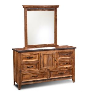 Sunset Trading - Rustic City Dresser With Mirror 6 Drawers Storage Cabinet - HH-4365-31-32