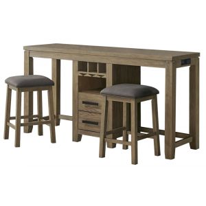 Sunset Trading -  Saunders 3PC Console Bar Table & Stool Set with Charging Station  - ED-D18620TCB-3P